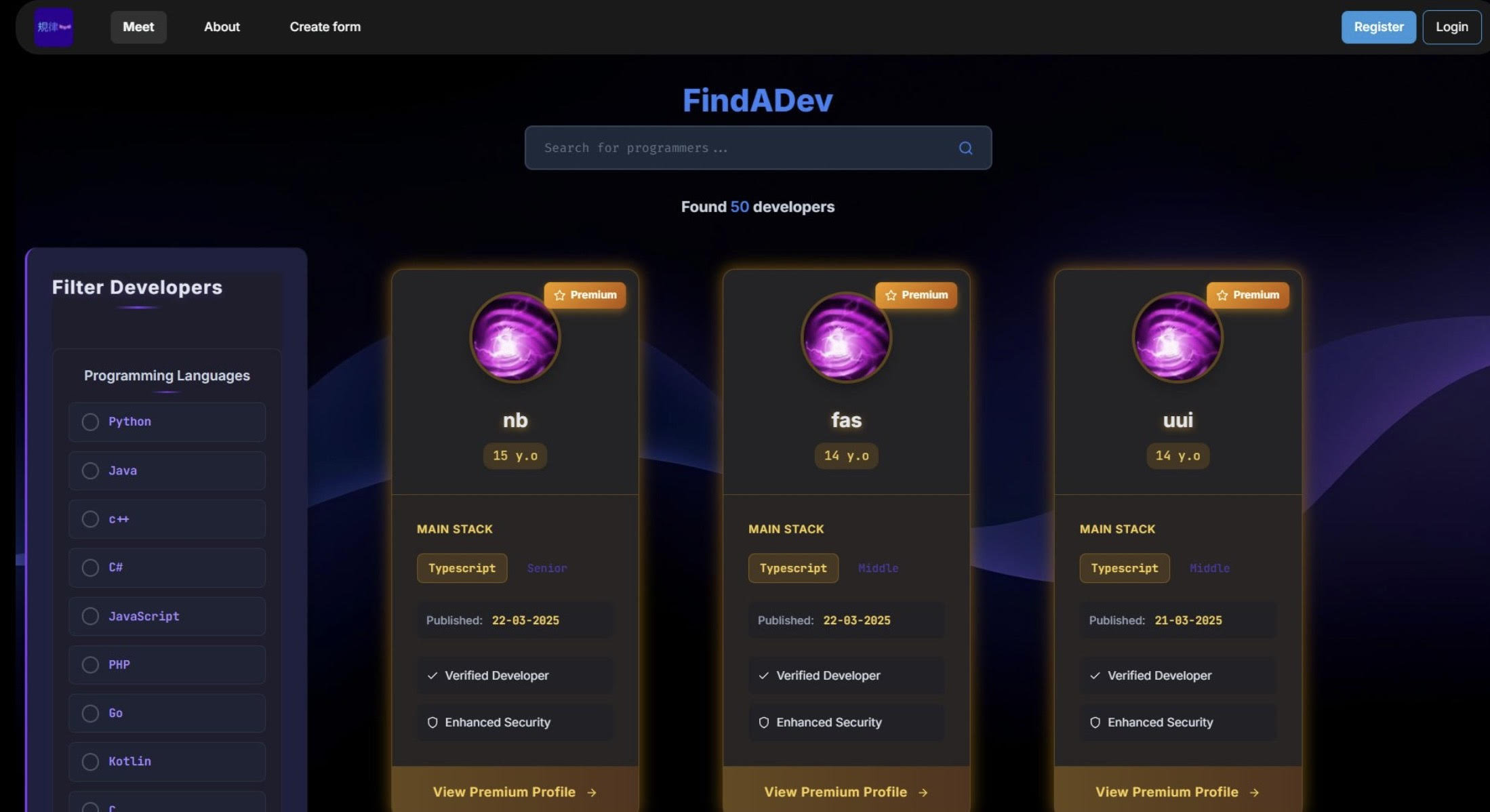 Сайт знакомств для программистов